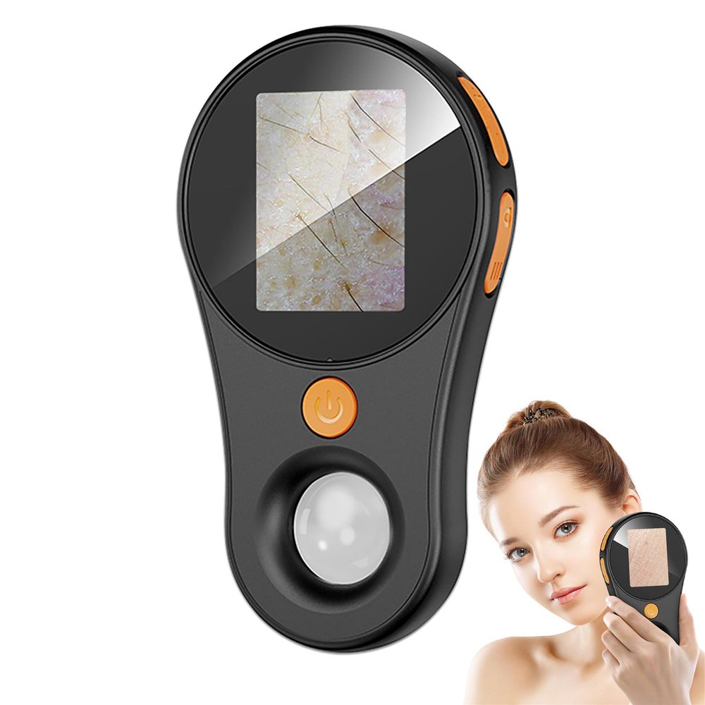 JBMBHC Handheld Dermatoscope Skin Analyzer Machine, Wireless Portable Digital Microscope with 1080P IPS Screen 8 LEDs, 500X Magnifier, for Scalp/Hair Trichomes Facial Skin Dermatoscope