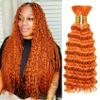 20 Inch Orange Deep Wave Bulk Hair for Braiding 2 Bundles 200G Curly Braiding Hair for Boho Braids Curls 100g/Bundles Micro Twist No Weft Wet and Wavy Bohemian Braiding Hair Extensions view 1