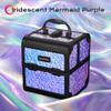 BYOOTIQUE Professional Makeup Case with Mirror 2-Tier Trays Mermaid Cosmetic Storage Box Lockable Jewelry Organizer for Nail Bar Beautician Salon Barber Hairstylist Travel,Mermaid Purple view 2