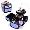 BYOOTIQUE Professional Makeup Case with Mirror 2-Tier Trays Mermaid Cosmetic Storage Box Lockable Jewelry Organizer for Nail Bar Beautician Salon Barber Hairstylist Travel,Mermaid Purple view 3
