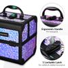 BYOOTIQUE Professional Makeup Case with Mirror 2-Tier Trays Mermaid Cosmetic Storage Box Lockable Jewelry Organizer for Nail Bar Beautician Salon Barber Hairstylist Travel,Mermaid Purple view 4