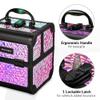 BYOOTIQUE Mermaid Makeup Train Case with Mirror 2-Tier Trays Cosmetic Organizer Lockable Jewelry Box for Nail Bar Beautician Salon Barber Hairstylist,Mermaid Pink view 4