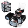 BYOOTIQUE Professional Makeup Train Case with Mirror 2-Tier Trays Nail Box Organizer Case Jewelry Storage box for Nail Tech Beauty Salon Barbershop Traveling,Mermaid Silver view 3