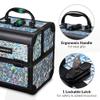 BYOOTIQUE Professional Makeup Train Case with Mirror 2-Tier Trays Nail Box Organizer Case Jewelry Storage box for Nail Tech Beauty Salon Barbershop Traveling,Mermaid Silver view 4