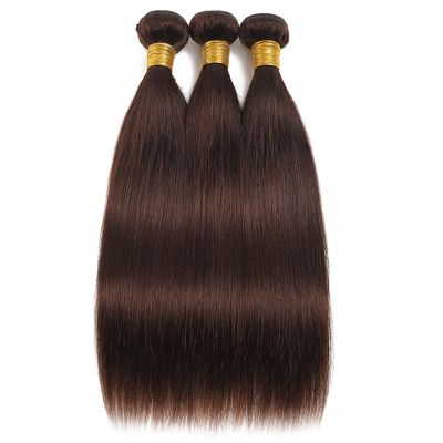 Straight Human Hair Bundles, Chocolate Dark Brown #2 Virgin Hair Weave 3 Bundles Human Hair For Women 100g/Pcs(# 2 ST,20 22 24)