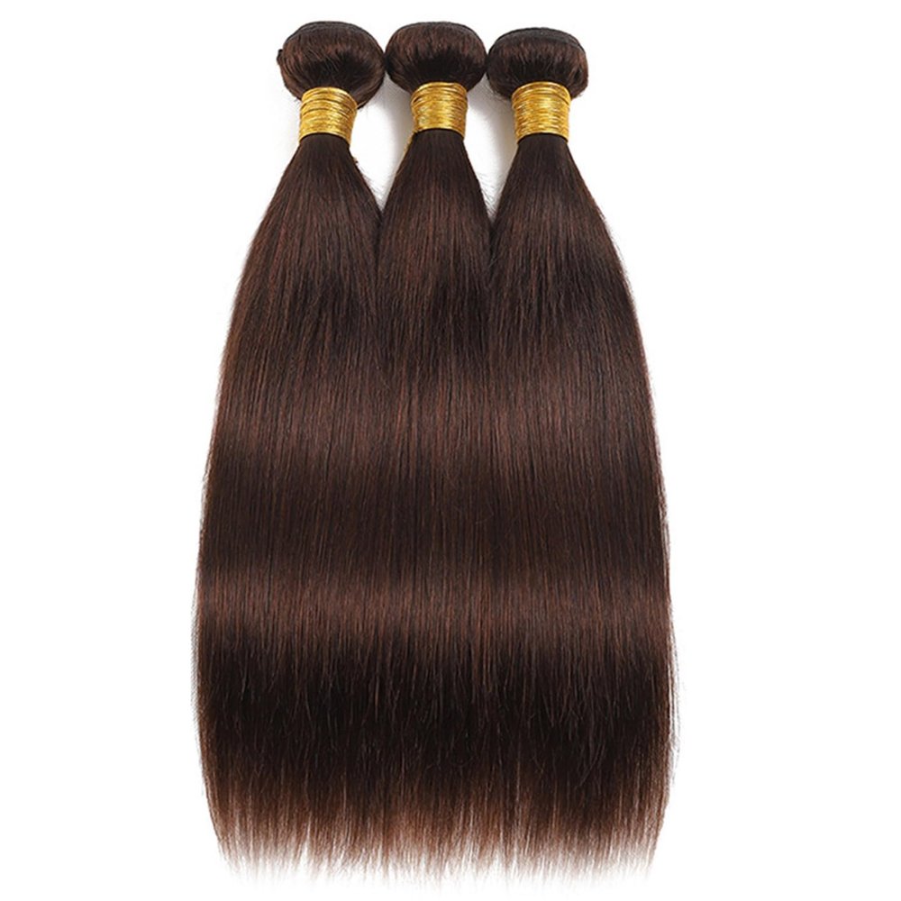 Straight Human Hair Bundles, Chocolate Dark Brown #2 Virgin Hair Weave 3 Bundles Human Hair For Women 100g/Pcs(# 2 ST,20 22 24)