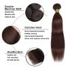 Straight Human Hair Bundles, Chocolate Dark Brown #2 Virgin Hair Weave 3 Bundles Human Hair For Women 100g/Pcs(# 2 ST,20 22 24) view 2