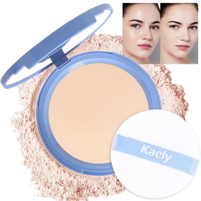 evpct Oil Control Pressed Face Powder Compact for Women, Translucent Setting Powder Makeup Foundation for Women, Waterproof Long Lasting Lightweight, polvo compacto de maquillaje, 10 Porcelain