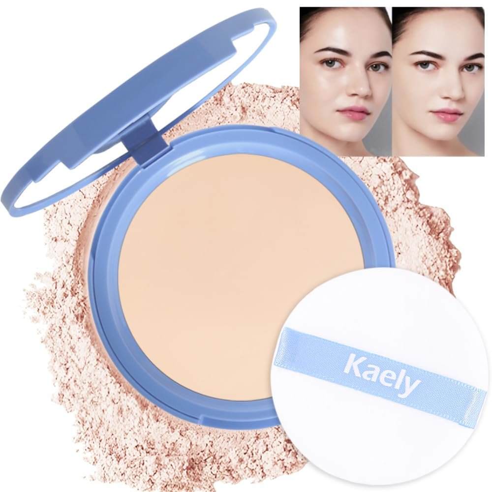 evpct Oil Control Pressed Face Powder Compact for Women, Translucent Setting Powder Makeup Foundation for Women, Waterproof Long Lasting Lightweight, polvo compacto de maquillaje, 10 Porcelain