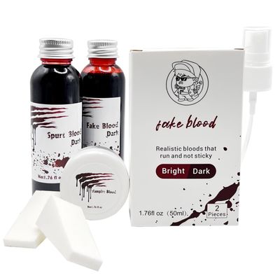 OLO guai,NEW-Halloween high-quality zombie prank costume, makeup props, fake blood2PCS fake bloodbright and dark and blood ointment suit gift of makeup sponge and nozzle