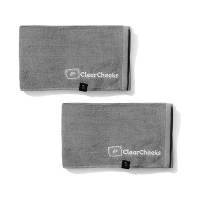 ClearCheeks Set of 2 Pillow Towel Pads (Gray) for face Acne, Sweat Stains, Drooling, Wet Hair, Oily Skin, Bleach Stains, Travel, Made of 100% Cotton, Towel Fabric, Acne Treatment