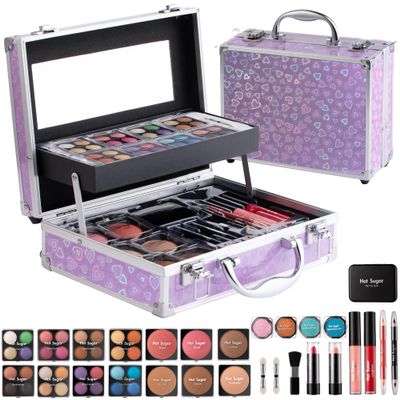 Hot Sugar Ultimate All-in-One Makeup Kit for Teen Girls, Basic Makeup Gift Set for Women - Create Stunning Looks with 52 Shades and Accessories (Purple Love)