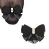 1Pcs Women Hair Snood Net Bun Cover Hairnet Satin Bow Bowknot Snood Barrette Mesh Hairnets Clip Hair Accessories view 1
