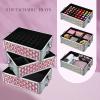 Yueieoun 5 in 1 Rolling Makeup Case, Cosmetology Case on Wheels Travel Make up Train Case Nail Cart Makeup Organizer Cosmetic Storage Box Cases Extra Large Trolley Truck with 360 Swivel Wheels, Pink view 3