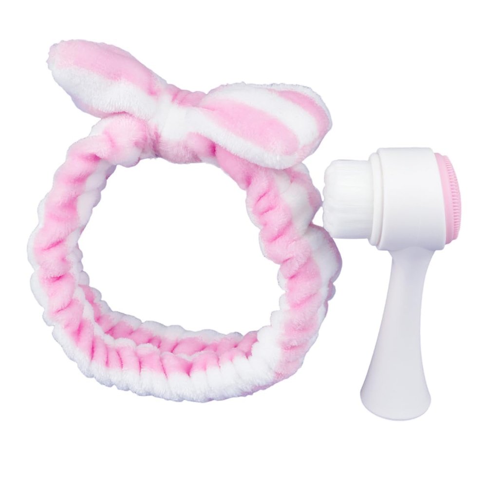 2 In 1 Manual Cleansing Brush Facials Cleansing Brush Bowknot Headbands Makeup Headbands Deeply Cleanser