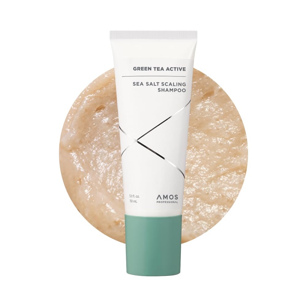 AMOS PROFESSIONAL Green Tea Active Sea Salt Scaling Shampoo l Scalp Scrub, Deep Cleansing for Itchy, Oily Scalp, Sulfate Free, 5.0 fl. oz.