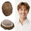 Healthlif Toupee For Men Hair Replacement System Human Hair Piece For Mens Toupee Fine Mono Hair Systems For Men Durable PU Natural Hairline 6x8 Medium light density 17R# view 1