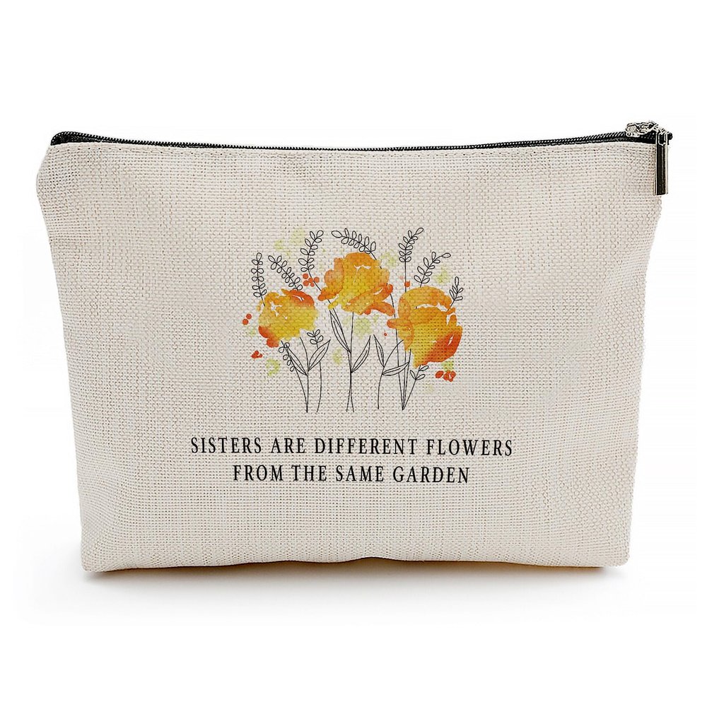 Love You Sister, Sister Gift, Sisters Are Different Flowers From The Same Garden, Send Love, Makeup Case, Toiletry Bag, Gift for Friend, Makeup Bag for Best Friends