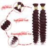 100g 16 Inch Human Braiding Hair Deep Wave Bulk Human Hair for Braiding 2 Bundles/Pack No Weft Human Braiding Hair for Boho Braids Brazilian Virgin Human Hair Extensions 99J Burgundy view 2