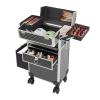 AOOCHU Professional Rolling Makeup Train Case,Makeup Case Cosmetic Trolley Organizer Multi-Functional Cosmetic Travel Trolley With Wheels For Cosmetologist Nail Tech Hairstylist, Black view 3