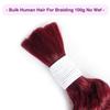 100g 18 Inch Human Braiding Hair Deep Wave Bulk Human Hair for Braiding 2 Bundles/Pack No Weft Human Braiding Hair for Boho Braids Brazilian Virgin Human Hair Extensions 99J Burgundy Braiding Hair view 2