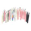 Eyelash Tweezers Volume False Lash Application Tool Pink Fiber Tips Tweezers| Gold Silver Non-Slip Grip Professional Lash Extension Tweezers (1, G-Peacock clip) view 1