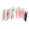 Eyelash Tweezers Volume False Lash Application Tool Pink Fiber Tips Tweezers| Gold Silver Non-Slip Grip Professional Lash Extension Tweezers (1, S-Guifei Clip) view 1