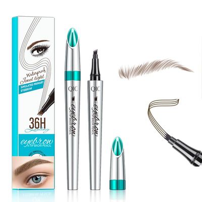 Yulinlon Q703 Waterproof Precision Eyebrow Stylus Pen for Natural, Lasting Brows, 4-Tip (2#Dark Brown)