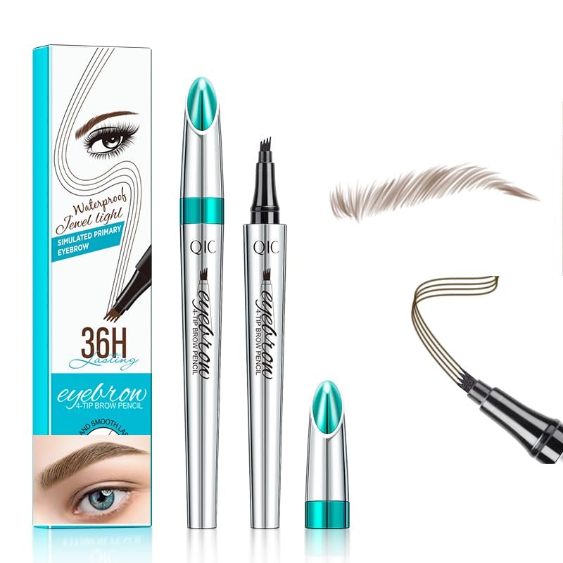 Yulinlon Q703 Waterproof Precision Eyebrow Stylus Pen for Natural, Lasting Brows, 4-Tip (2#Dark Brown)