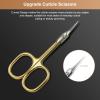 CGBE Cuticle Scissors Extra Fine Curved Blade, Super Slim Manicure Scissors for Cuticles Professional Small Scissors with Precise Pointed Tip Grooming Blades, Eyebrow, Eyelash, and Dry Skin - Gold view 2