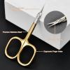 CGBE Cuticle Scissors Extra Fine Curved Blade, Super Slim Manicure Scissors for Cuticles Professional Small Scissors with Precise Pointed Tip Grooming Blades, Eyebrow, Eyelash, and Dry Skin - Gold view 3