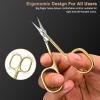 CGBE Cuticle Scissors Extra Fine Curved Blade, Super Slim Manicure Scissors for Cuticles Professional Small Scissors with Precise Pointed Tip Grooming Blades, Eyebrow, Eyelash, and Dry Skin - Gold view 4