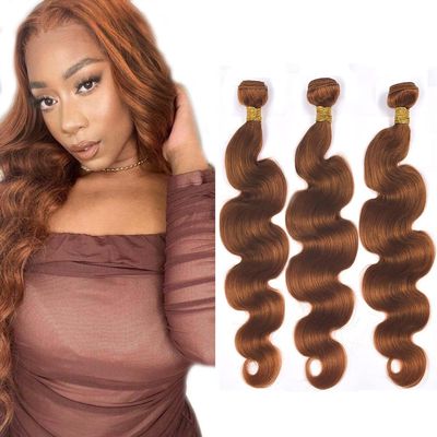 Color 30 Bundles Brown Body Wave Human Hair Bundles Brazilian Unprocessed Virgin Hair 14 14 14 Inch Brown Bundles Hair Weave Color 30 Body Wave Bundles Human Hair