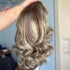 Ombre With Highlight 13x6 Transparent Short Bob Lace Front Wig Wavy Pre Plucked with Baby Hair Glueless Natural Hairline Wig 150% Density Body Wave Wig Bleached Knots 16Inch view 2