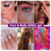 10 Colors Body Glitter,Face Glitter Makeup for Kids Women,Sparkly Chunky Hair Glitter for Eye Lip Hair Nails,Mardi Gras Glitter Makeup Face Paint,Singer Concerts Disco Rave Festival Accessories view 3