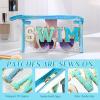 Hillban Sunscreen Bag, Clear Sun Makeup Bag with Zipper, Preppy Cosmetic Travel Toiletry Pouch Organizer with Patch for Women, Gifts for Summer Pool Beach Spf Party Vacation Essentials(Blue,Swim) view 3