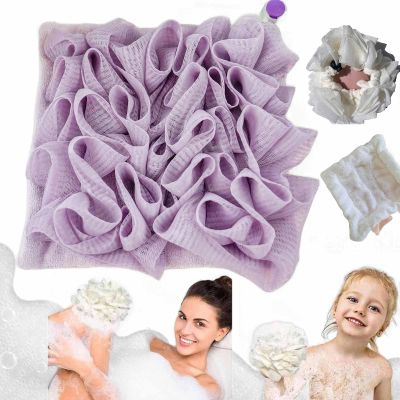 Leefa Loofah, The Leeffa Soft Loofah and Washcloth, Leeffa Loofah, 2 in 1 Bath Loofah Sponge, Loufee Loofah Washcloth, Shower Loofah with Drawstring, Travel Loofah (Purple)