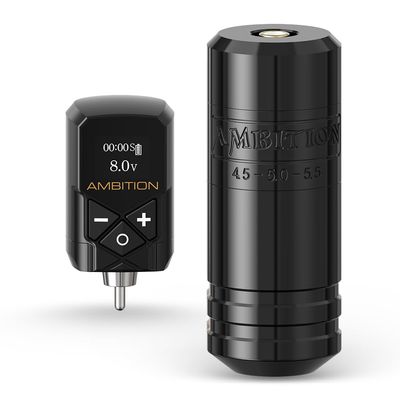 Ambition Torped 36mm Rotary Tattoo Pen Machine Kit, 5.5mm Stroke Brushless Motor Tattoo Gun with 1pc 2400mAh Kuark Battery Wireless Tattoo Power Supply Kit for Professional Tattoo Artists(Black)