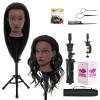 20 Inch Mannequin Head Human Hair with Stand,100% Real Hair Mannequin Head for Braiding,Cosmetology Manikin Doll Head for Styling with Mannequin Head Stand Table Clamp Hair Braiding Set view 1