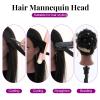 20 Inch Mannequin Head Human Hair with Stand,100% Real Hair Mannequin Head for Braiding,Cosmetology Manikin Doll Head for Styling with Mannequin Head Stand Table Clamp Hair Braiding Set view 3