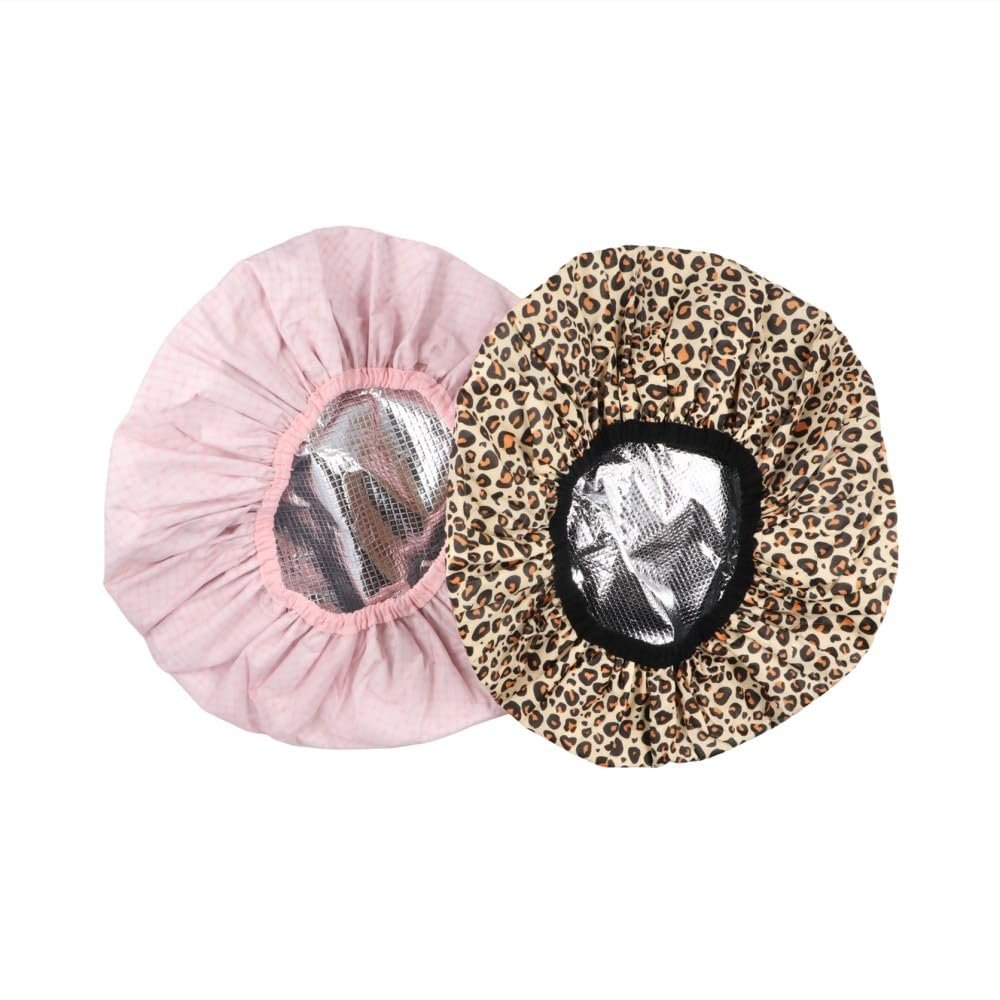 2Pcs Portable Hair Salon Hair Care Tin Foil Hat, Heat Cap Shower Cap Steam Cap Self-heating Tin Foil Hat Hair Mask Cap