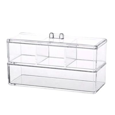 Acrylic Cosmetics Organizer Makeup Organizer Box Acrylic Cotton Swab Holder Cosmetics Storage Container with Lid Cosmetic Display Cases