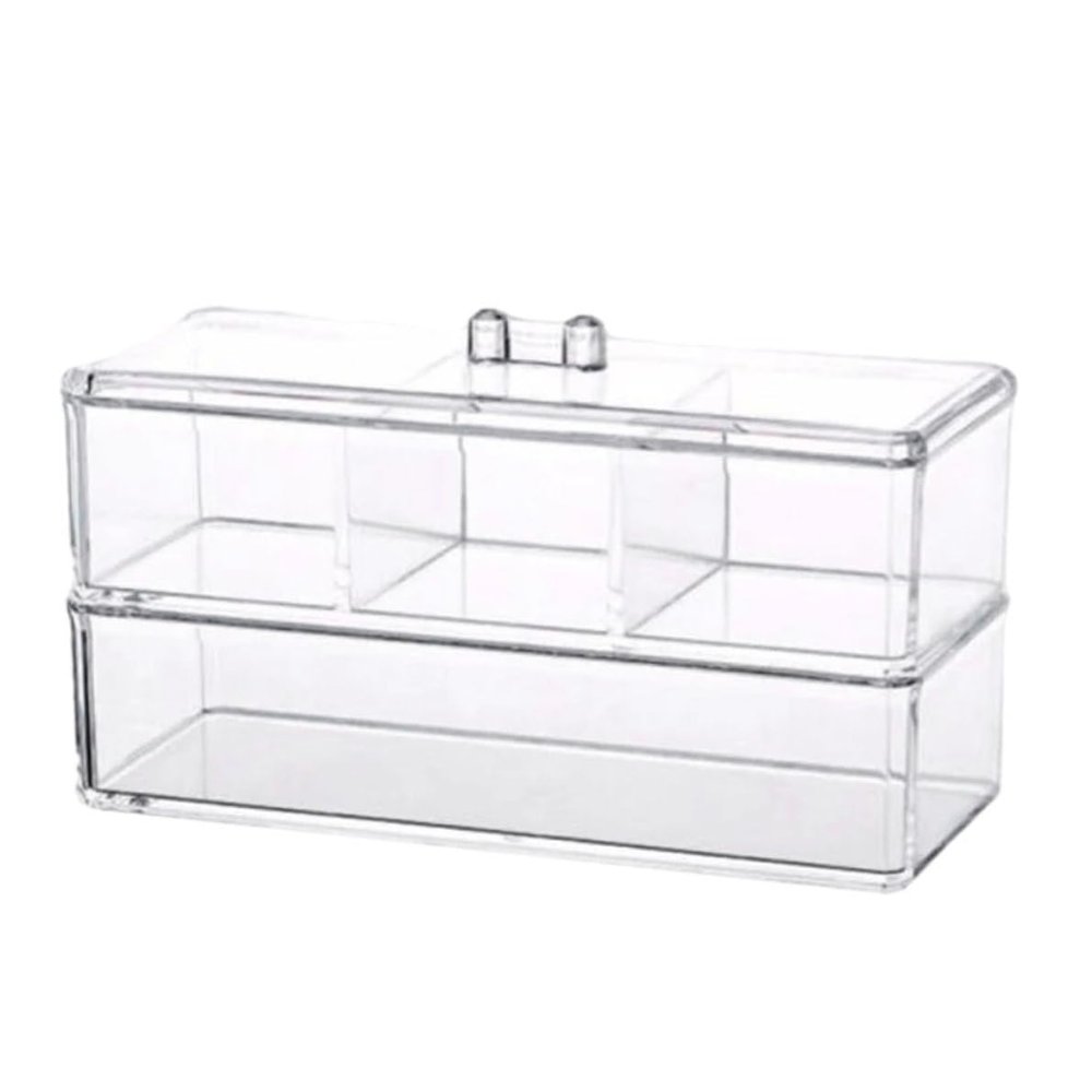 Acrylic Cosmetics Organizer Makeup Organizer Box Acrylic Cotton Swab Holder Cosmetics Storage Container with Lid Cosmetic Display Cases