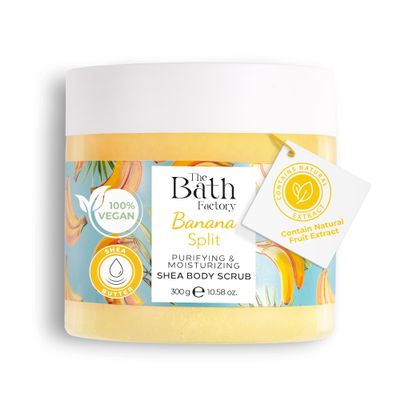 The Bath Factory Body Scrub for Exfoliating with Moisturizing Shea Butter | 100% Vegan | Natural Banana Extract | Perfect Exfoliator for All Body Parts such as Face, Foot, Hand