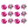 MECCANIXITY 12 Pcs Rose Flower Hair Clips 3 Inch Flower Hair Pins Flower Brooch for Women Hair Accessories Dark Pink view 1