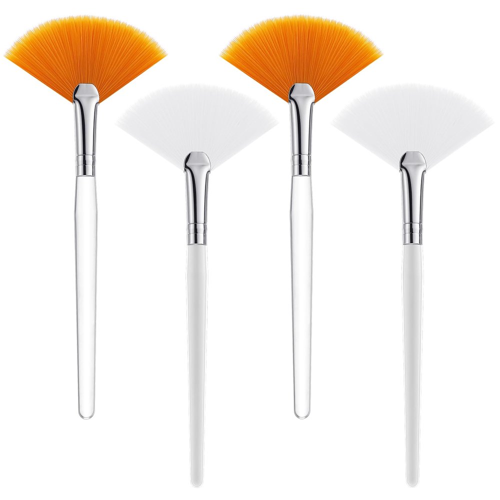 4 Pcs Facial Brushes Fan Mask Brushes, Soft Facial Applicator Brushes Tools for Peel Glycolic Mask Makeup