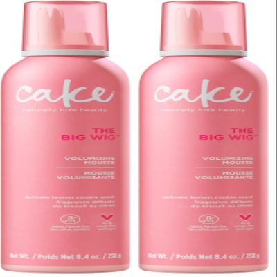 Cake Beauty Volumizing Mousse, The Big Wig - High Volume, Flexible Hold Hair Mousse with 450 F Heat Protection - For All Hair Types - 8.4 oz (Pack of 2)