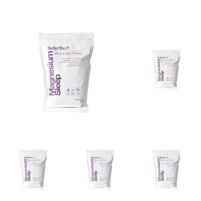 BetterYou Magnesium Sleep Mineral Bath Flakes - Mineral Bath Salts for Muscle Relaxation - Soothing Sore Muscle Soak - Natural Vegan Formula - 2.3 lb (Pack of 5)