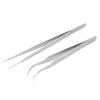 2Pcs Professional Stainless Tweezers, Eyelash Extension Tweezers Steel Slant Tip Tweezer Eyelash Extension Straight Curved AntiStatic Matte view 1