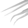 2Pcs Professional Stainless Tweezers, Eyelash Extension Tweezers Steel Slant Tip Tweezer Eyelash Extension Straight Curved AntiStatic Matte view 3